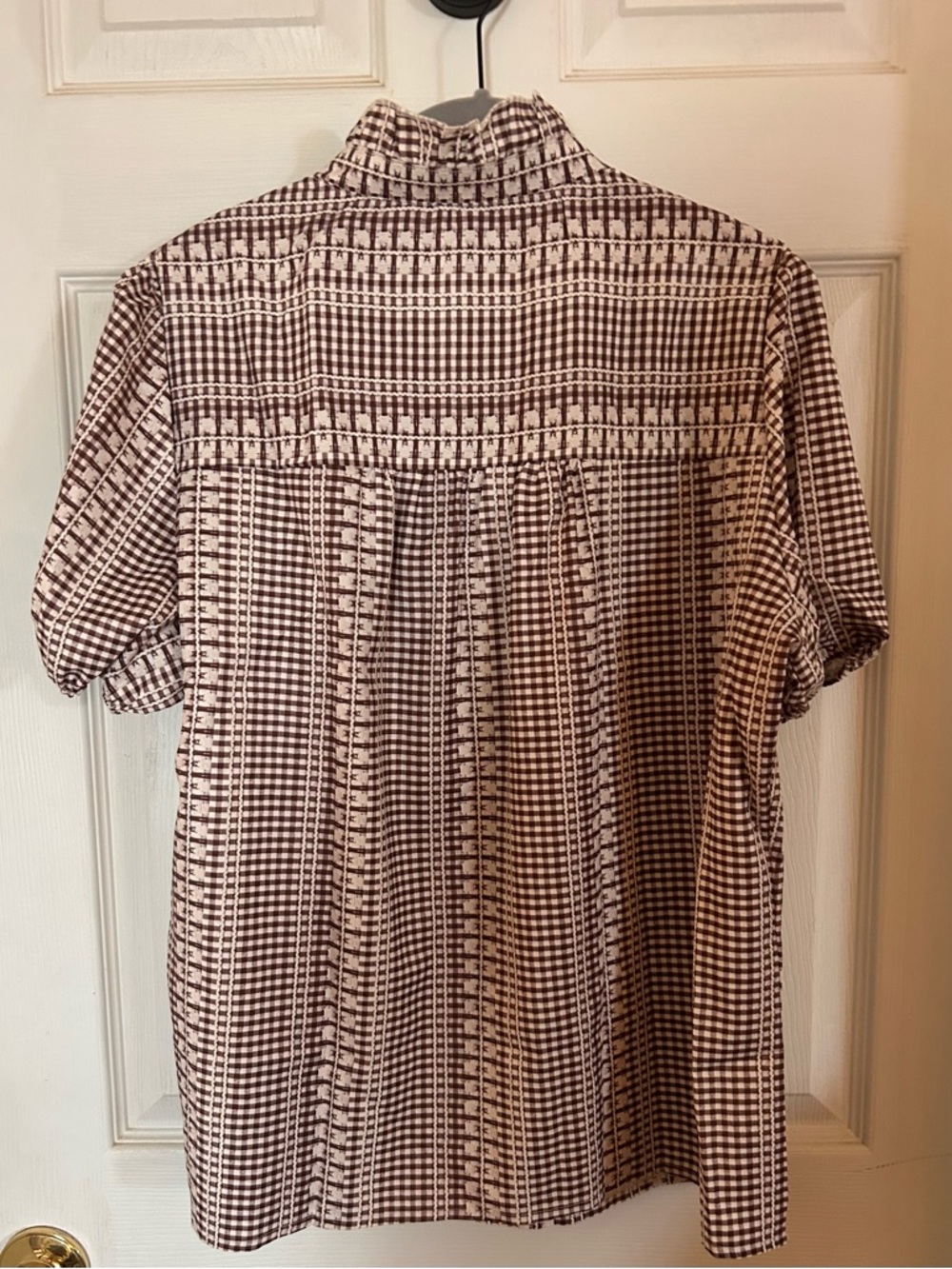 Western Horse Yoke Blouse in Brown and Light Blue - Picture 6 of 7
